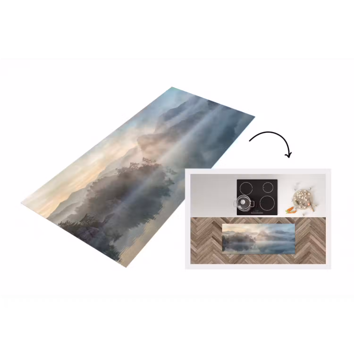 Küchenläufer - Landschaft – Berge – Nebel – Wasser – Natur