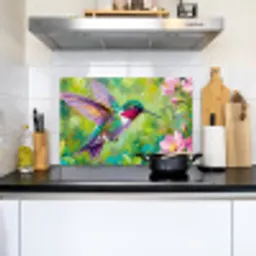 Kolibrie - Bloemen - Natuur - Kleurrijk Inductie beschemer met haakjes klein -sfeer2