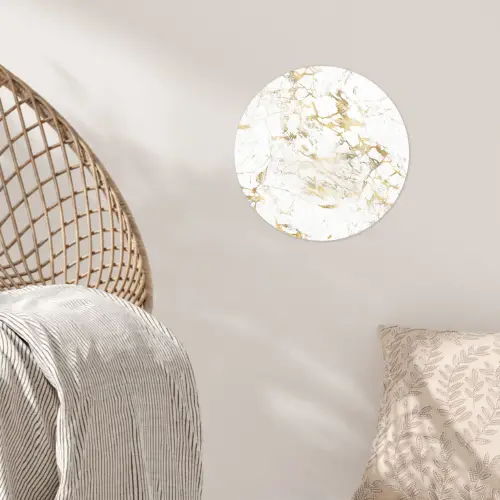 Wit - Marmer - Luxe - Goud Wandcirkel behangsticker klein 186 -sfeer4