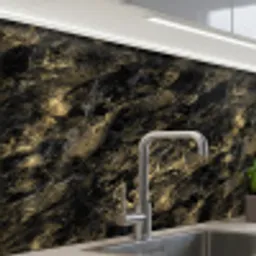 Marmer - Zwart - Goud keuken achterwand 2 middel 865 -zzzz3d_schuin