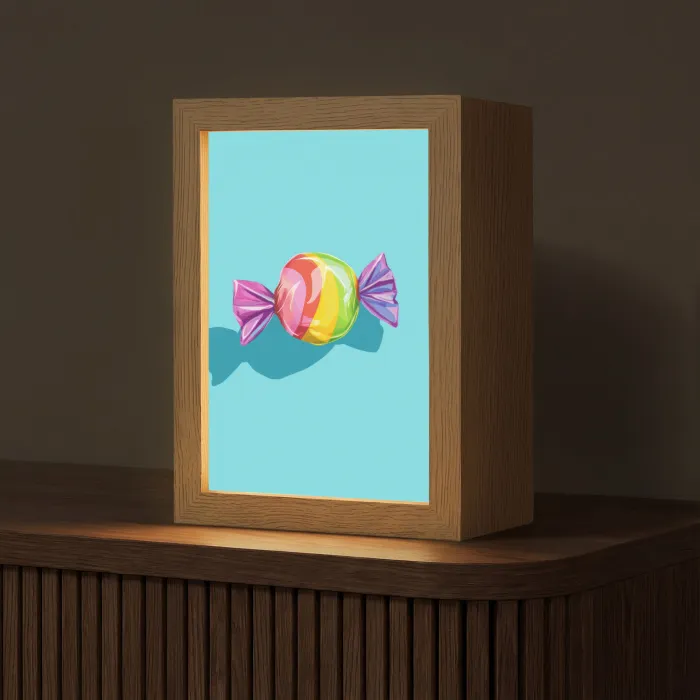 Blauw - Snoep - Regenboog Light Box met kabel (Tafellamp) klein -z3d_website
