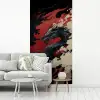 Zwarte draak - Rookwolken - Rood fotobehang vinyl groot -woonkamer