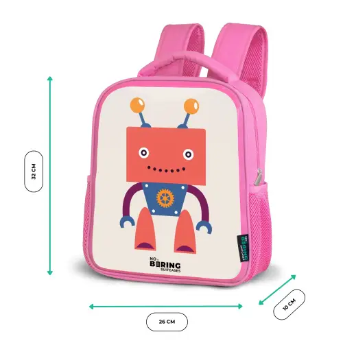 Rode robot met vierkant hoofd Kinderrugzak - Roze middel -productfoto_formaten