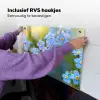 Bloemetjes - Blauw - Vergeet mij nietjes Inductie beschemer met haakjes klein -ky-ophangen-nl