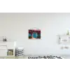 Deur - Hout - Bloemen - Blauw textielposter latten blank klein -kinderkamer