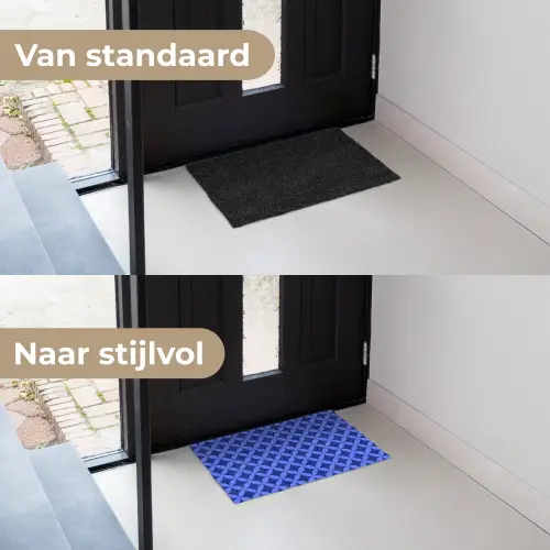 Patroon - Blauw Deurmat klein -voor-na_NL