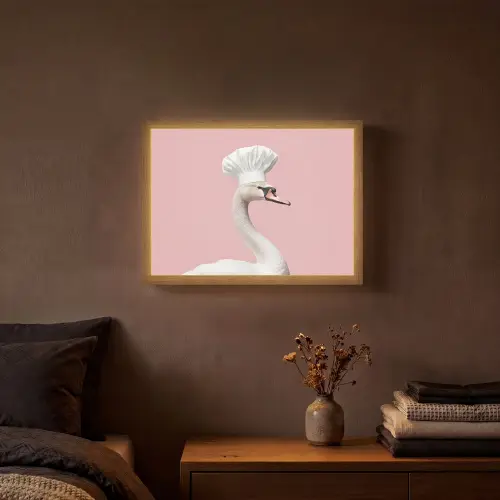 Zwaan - Koksmuts - Mooi - Klassiek Light Box met batterij (Wandlamp) middel -sfeer4