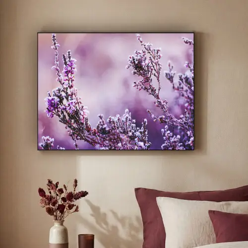 Lavendel - Winter - Bloemen - Paars Textielframe - compleet frame klein -sfeer1