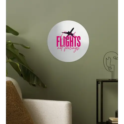 Catch flights not feelings - Vliegtuig - Roze Wandcirkel behangsticker klein -sfeer2