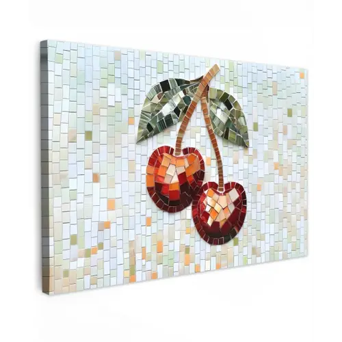 Kersen - Rood - Mozaïek - Blaadjes canvas 2cm klein -z3d
