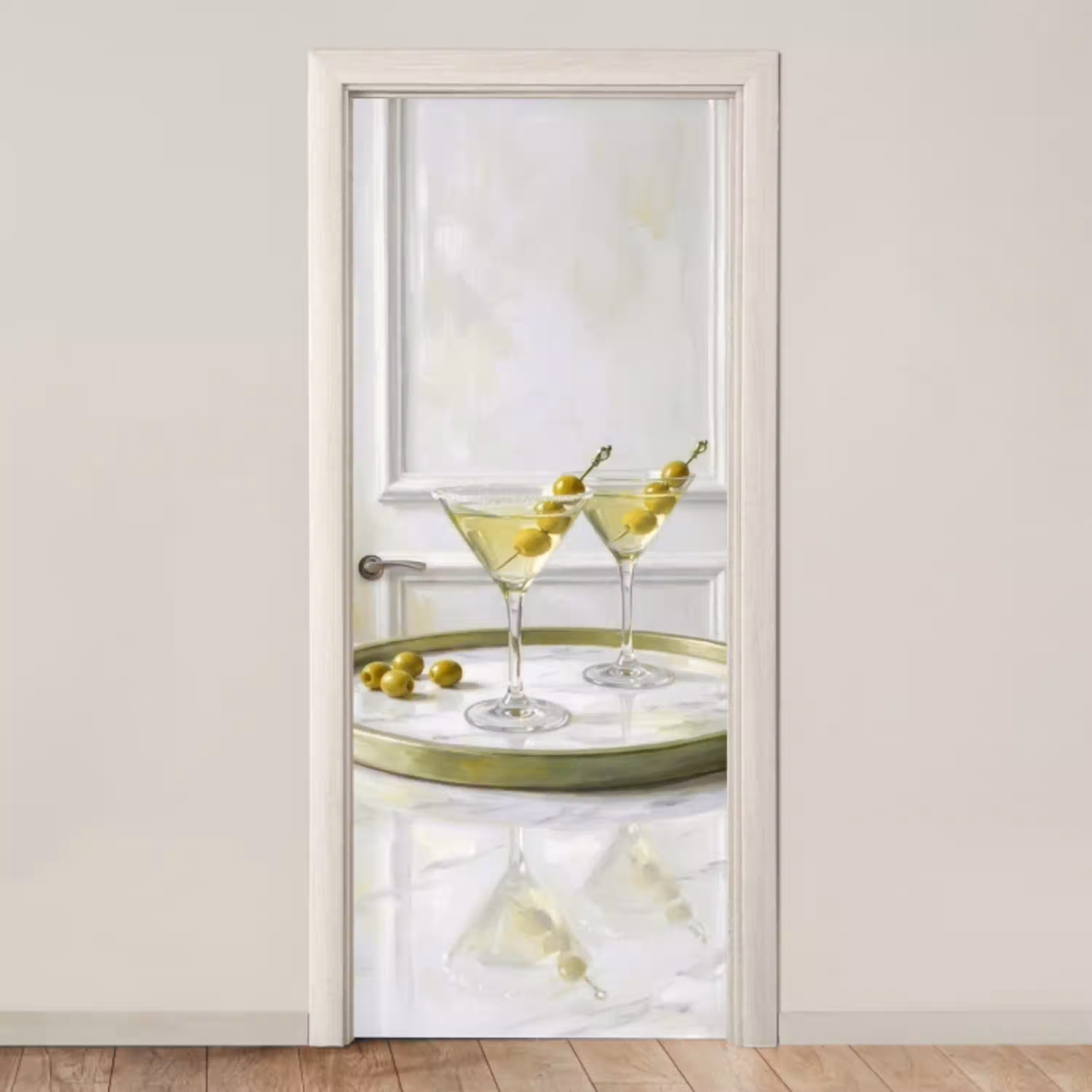 Drank - Martini - Olijven - Modern - Wit deurposter klein -3d_beige