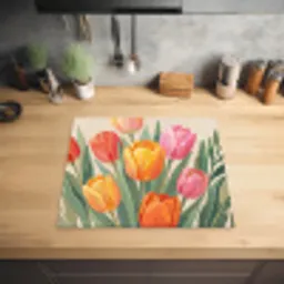 Tulpen - Abstract - Kleurrijk Inductie beschermer vinyl 3mm middel -sfeer5