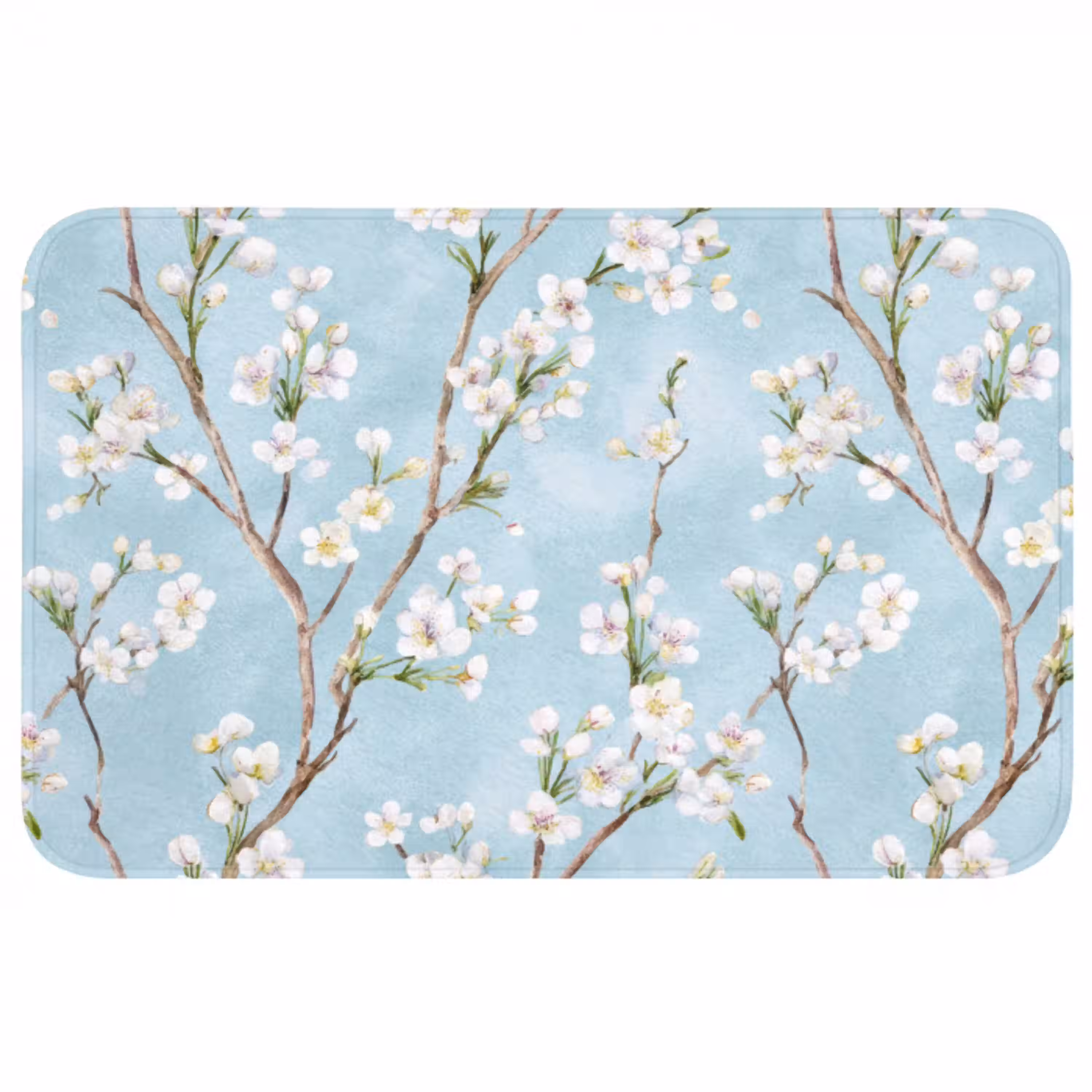Kersenbloesem - Textuur - Blauw Badmat middel 997 -3d