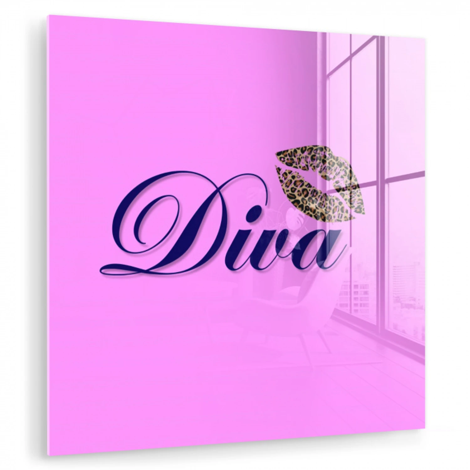 Diva - Lip - Panterprint - Roze plexiglas 5mm klein -zzzproduct_nieuw