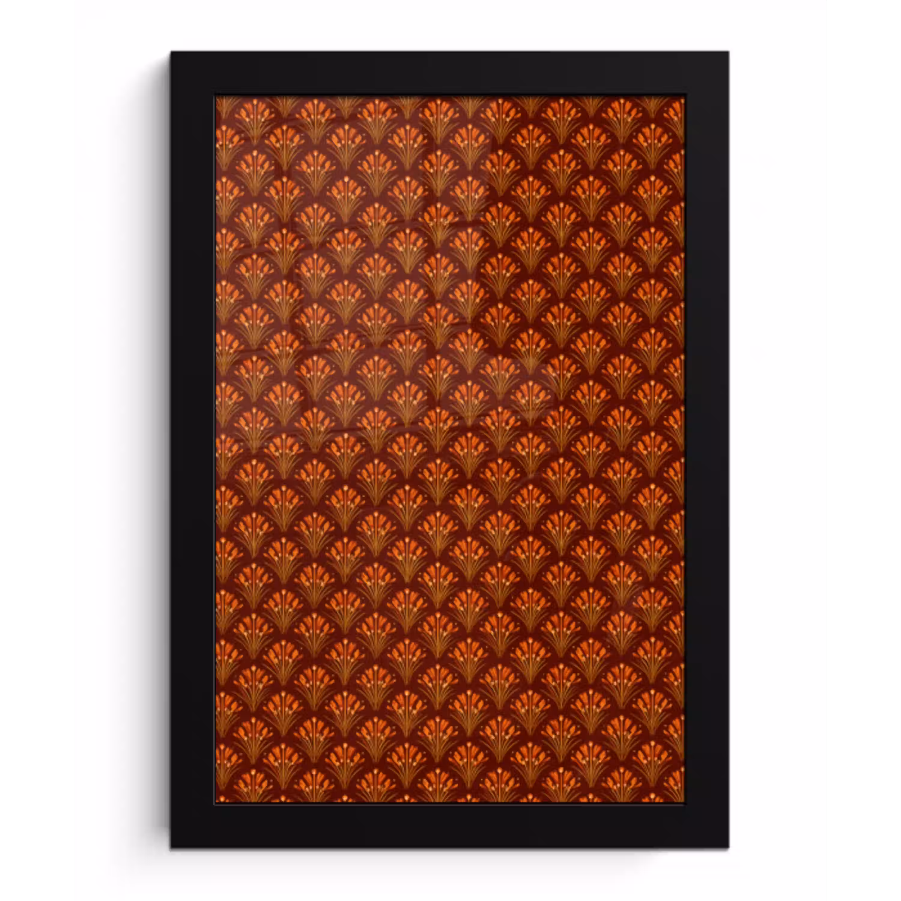 Waaiers - Art Deco - Botanisch - Roestbruin - Oranje fotolijst zwart zonder passe partout klein 224 -3d