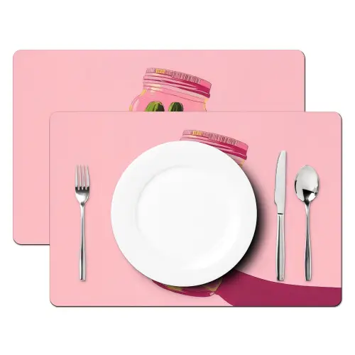 Augurken - Pot - Schaduw - Roze Placemat vinyl groot -zzsfeer2_Kitchenyeah-website