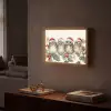 Uilen - Tak - Hulstblaadjes - Kerstmuts Light Box met batterij (Wandlamp) middel -sfeer1