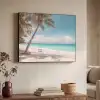 Palmboom - Schommel - Strand - Lucht Textielframe zwart klein -sfeer3