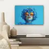 Vrouw - Bloem - Blauw - Modern - Bril - Portret canvas 2cm klein -sfeer6