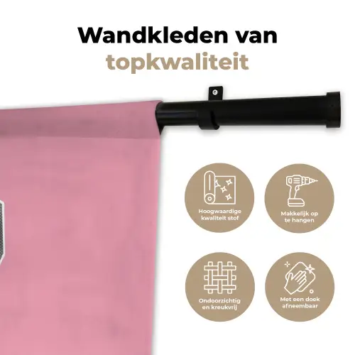 Mond - BLAH BLAH - Roze Wandkleed katoen klein -sfeer2