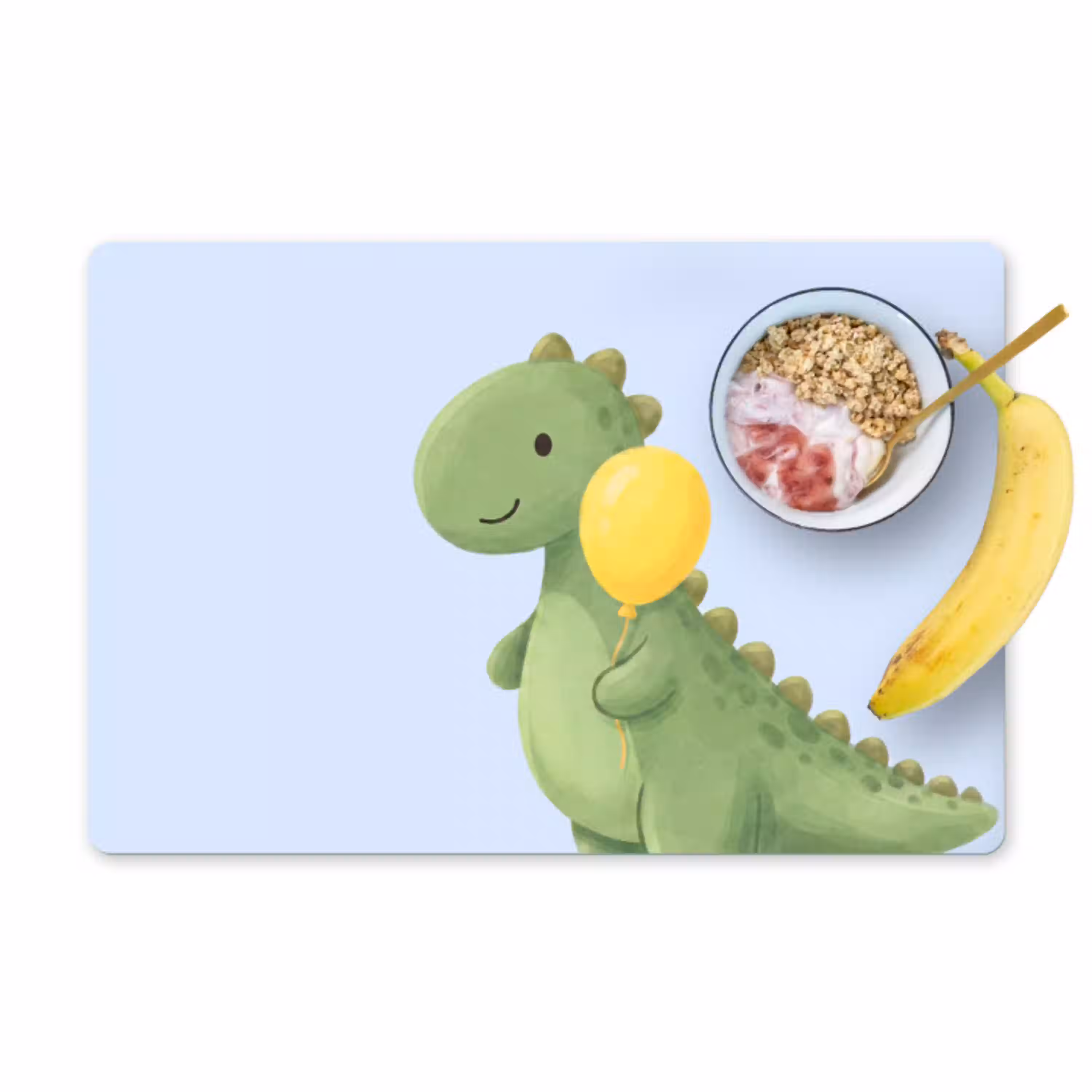Dinosaurus - Ballon - Kinderkamer - Illustratie - Groen Placemat vinyl groot -zzzproduct_Kitchenyeah-website