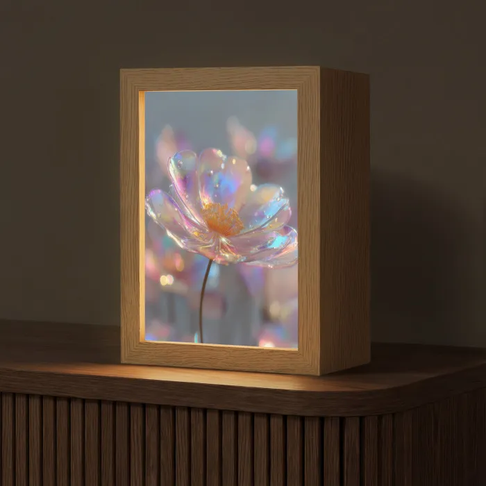 Bloem - Transparant - Pastelkleuren - Druppels Light Box met kabel (Tafellamp) klein -z3d_website
