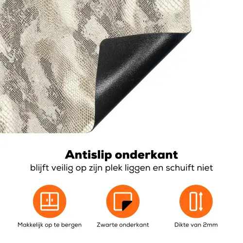 Slang - Patroon - Taupe Inductie beschermer vinyl 3mm klein 276 -zzzzzzz-td-onderkant