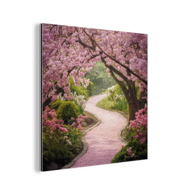 Kersenbloesem - Natuur - Sakura - Pad - Japanse tuin aluminium wit klein -3d