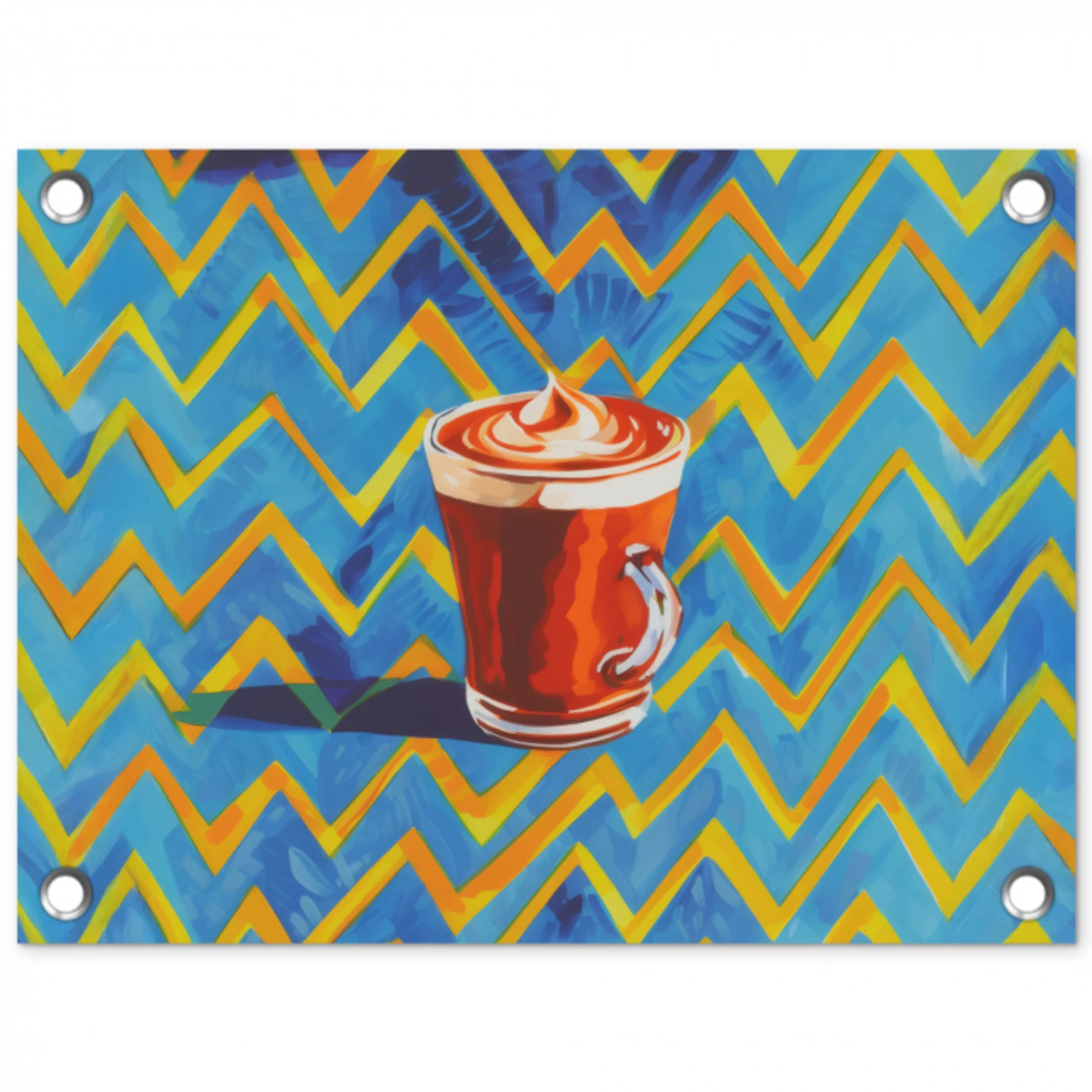 Mok - Koffie - Zigzag - Slagroom tuinposter los doek klein -3d