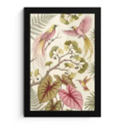 Vogels - Tropisch - Botanisch - Roze fotolijst zwart zonder passe partout klein -3d