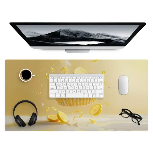 Citroen - Taart - Eten - Geel Muismat XXL klein -3d