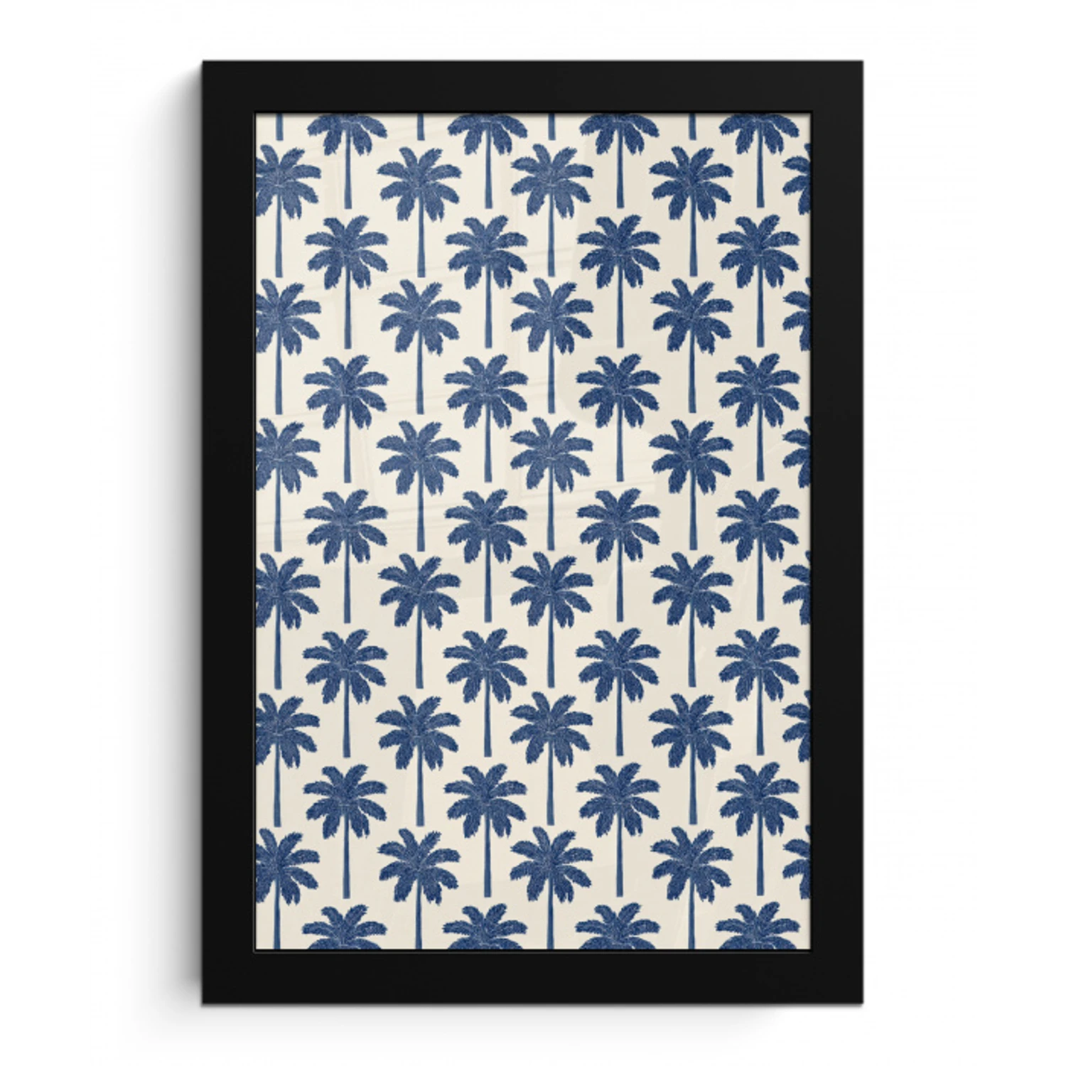 Symmetrisch - Palm - Blauw fotolijst zwart zonder passe partout klein 224 -3d