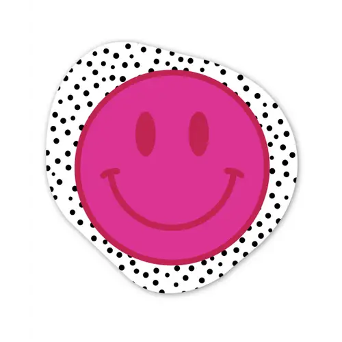 Smiley - Roze - Stippen Wandcirkel Organisch Forex 3mm klein -3d