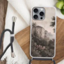 Zee - Villa - Beige Hoesje iPhone 16 Pro Max met koord klein -sfeer4