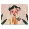 Vrouw - Bloemen - Pastel muismat rubber klein -3d