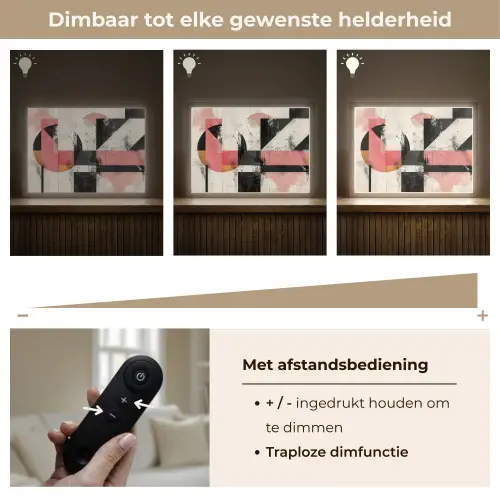 Roze - Abstract - Aesthetic - Modern - Vormen Light Box met batterij (Wandlamp) middel -USP_dimbaarNL
