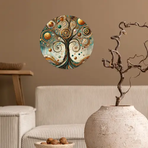 Levensboom - Boom - Abstract - Modern Wandcirkel behangsticker klein -sfeer1