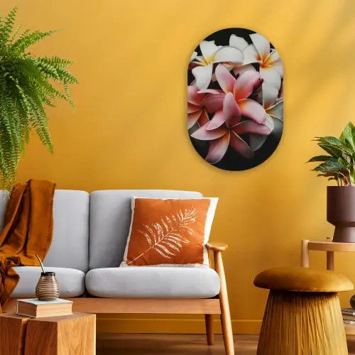 Bloemen - Roze - Zwart - Flora - Botanisch Wandcirkel Ovaal Forex klein -sfeer4