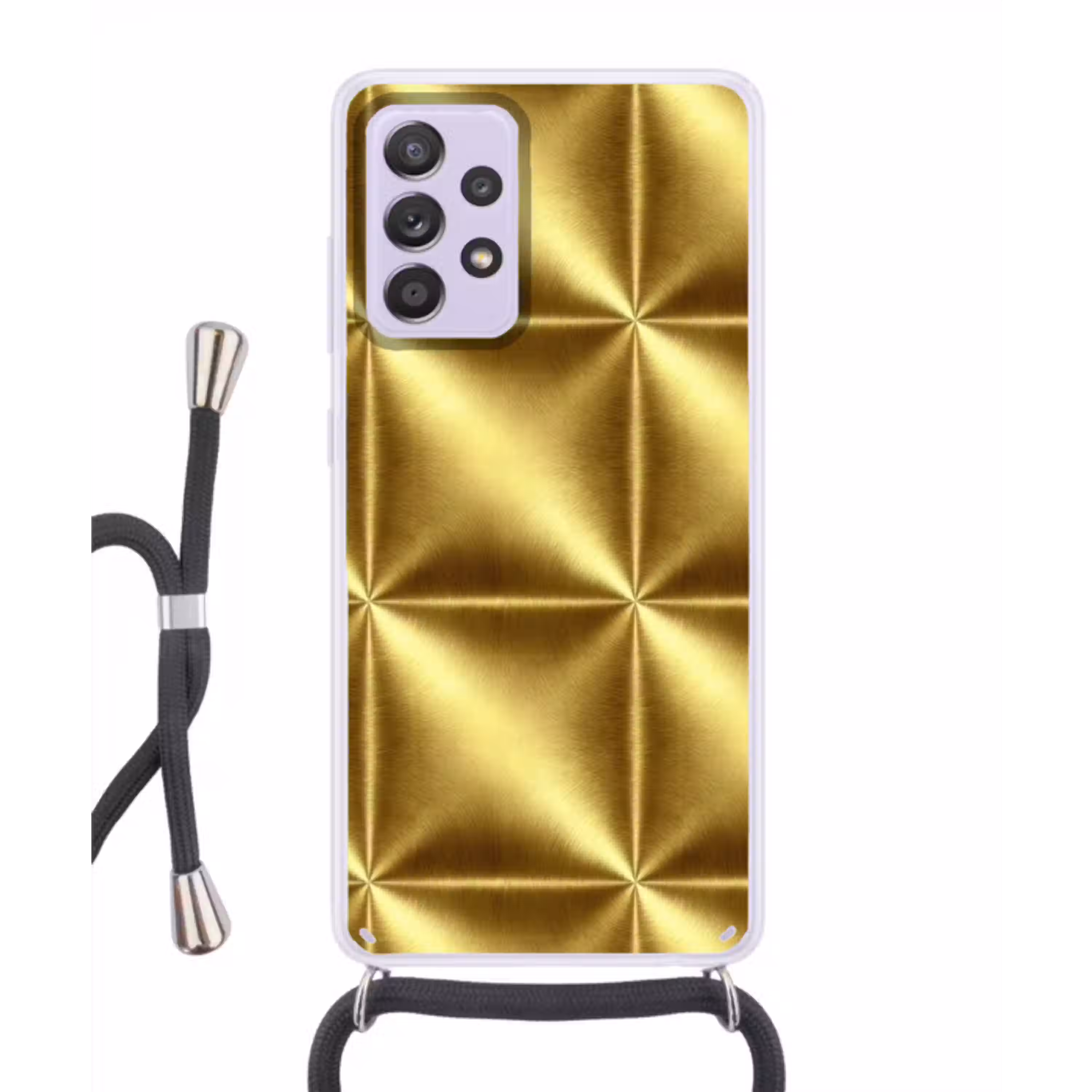 Textuur - Geborsteld Goud - Industrieel - Metallic Hoesje Samsung Galaxy A52 5G met koord klein 816 -3d