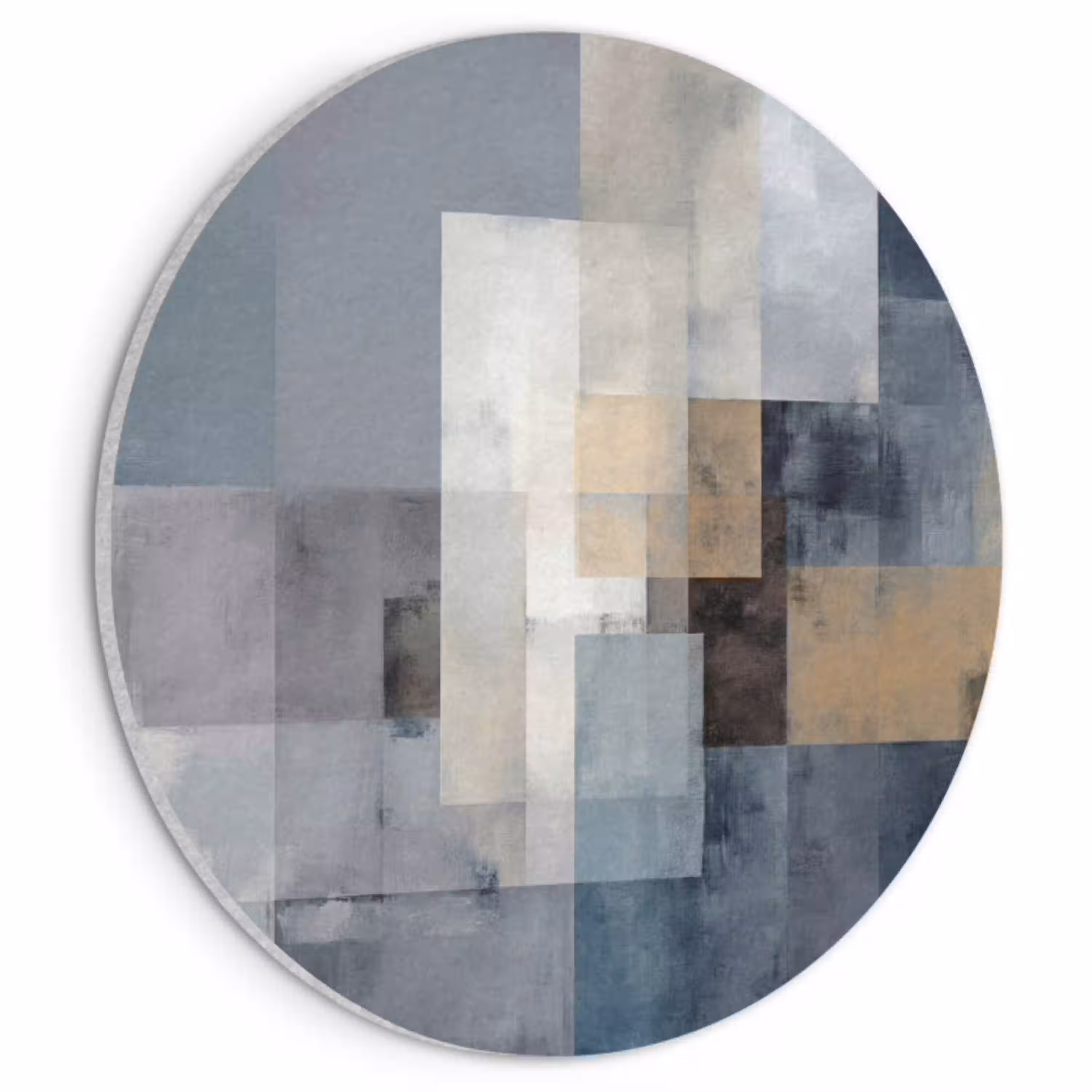 Rechthoeken - Abstract - Blauw Akoestische PET Vilt - Rond klein -3d