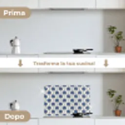 Symmetrisch - Palm - Blauw keuken achterwand spatscherm klein 900 -voor_na_IT