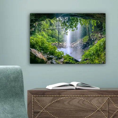 Jungle - Regenwoud - Water - Waterval - Planten canvas 2cm klein -sfeer4