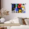 Bloemen - Bladeren - Abstract - Zwart Wandkleed katoen klein -sfeer1