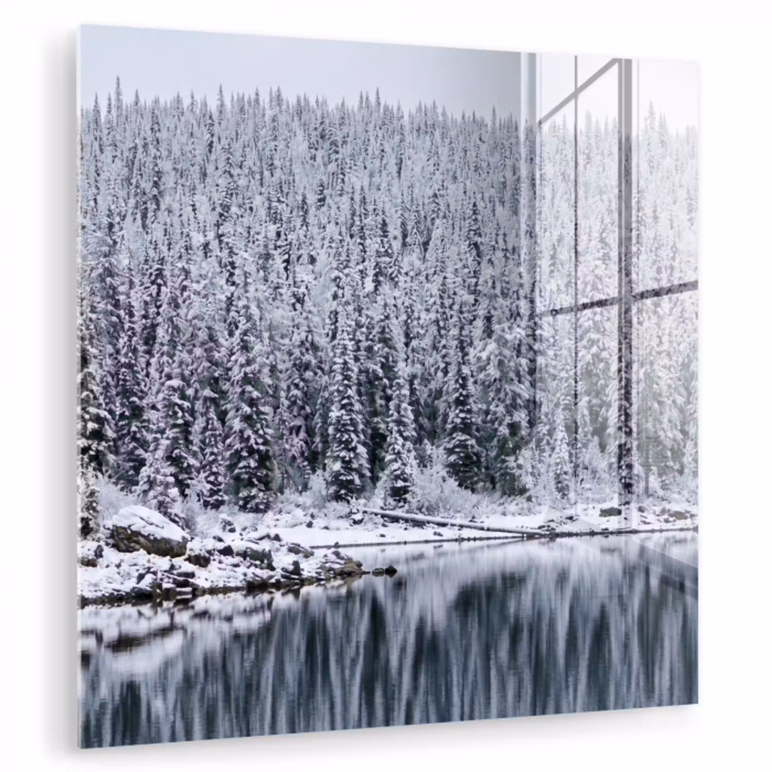 Bos - Reflectie - Meer - Winter - Serene plexiglas 5mm klein -zzzproduct_nieuw