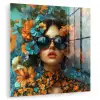 Vrouw - Bloemen - Oranje - Blauw - Modern plexiglas 5mm klein -zzzproduct_nieuw