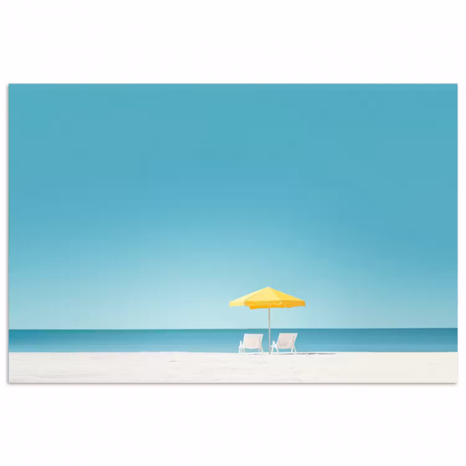 Poster - Strand - Blauer Himmel - Gelb - Sonnenschirm