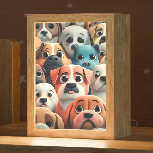 Hond - Dieren - Patronen - Bruin - Meiden - Jongens Light Box met kabel klein -zzz_3d_website