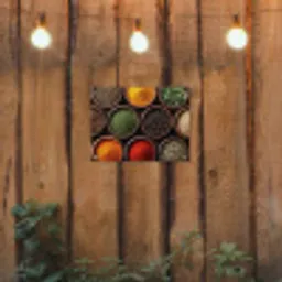 Bakjes - Hout - Kruiden - Kleurrijk tuinposter los doek klein -sfeer1
