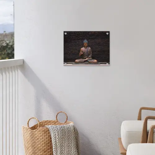 Rustgevende Boeddha in meditatie tuinposter los doek klein -sfeer8