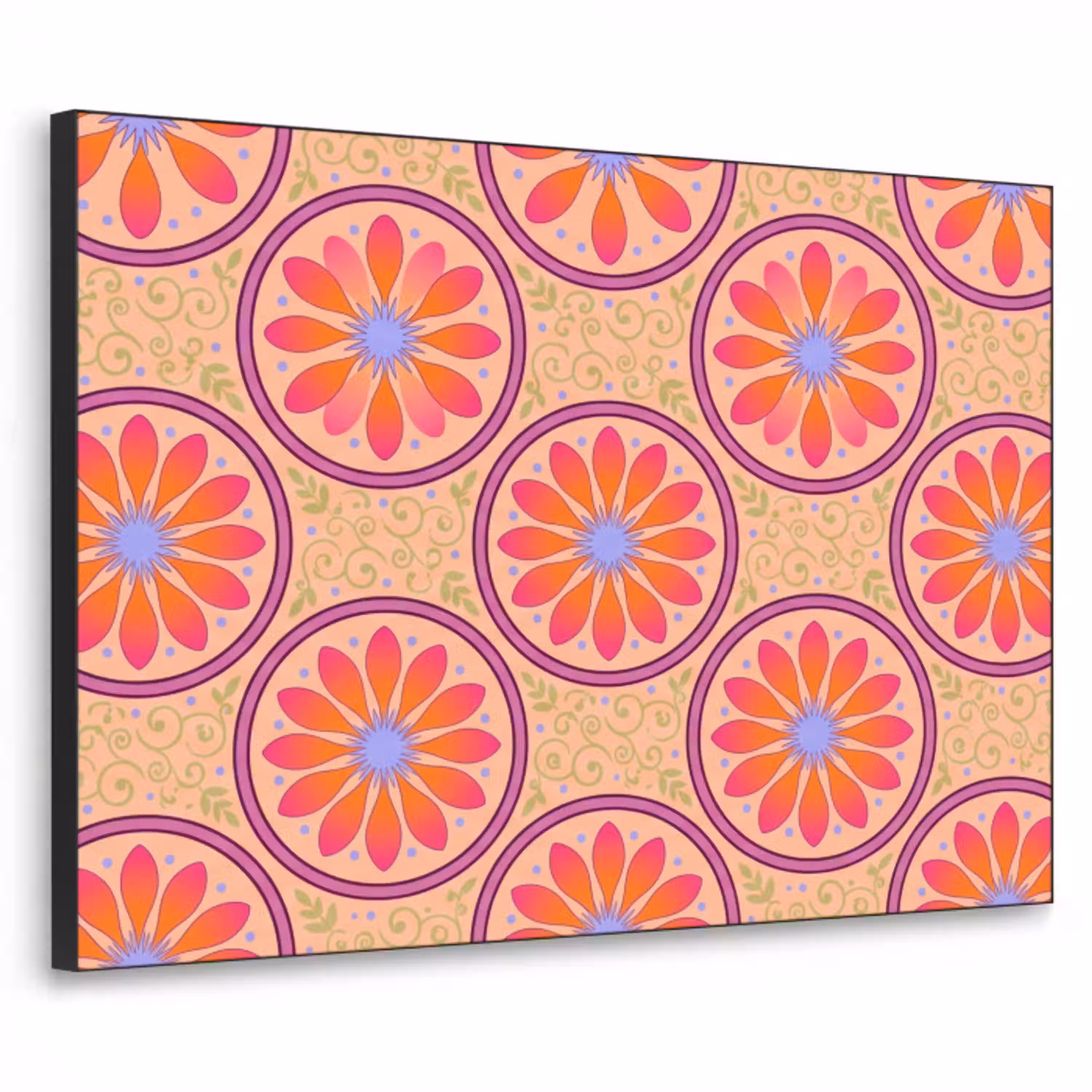 Patroon - Bloemen - Decoratief - Kleurrijk - Modern Textielframe zwart klein -3d